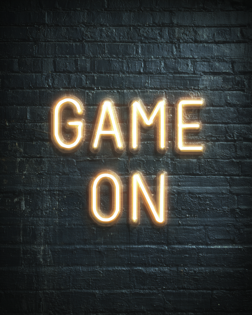 Malen nach Zahlen Game On Neonschild