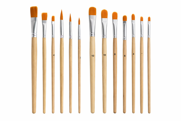 Acrylpinsel Set 12-teilig mit Holzgriffen