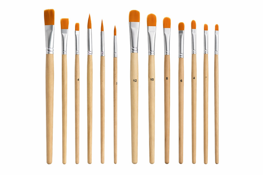 Acrylpinsel Set 12-teilig – Holzpinsel für Malen nach Zahlen & Acrylmalerei