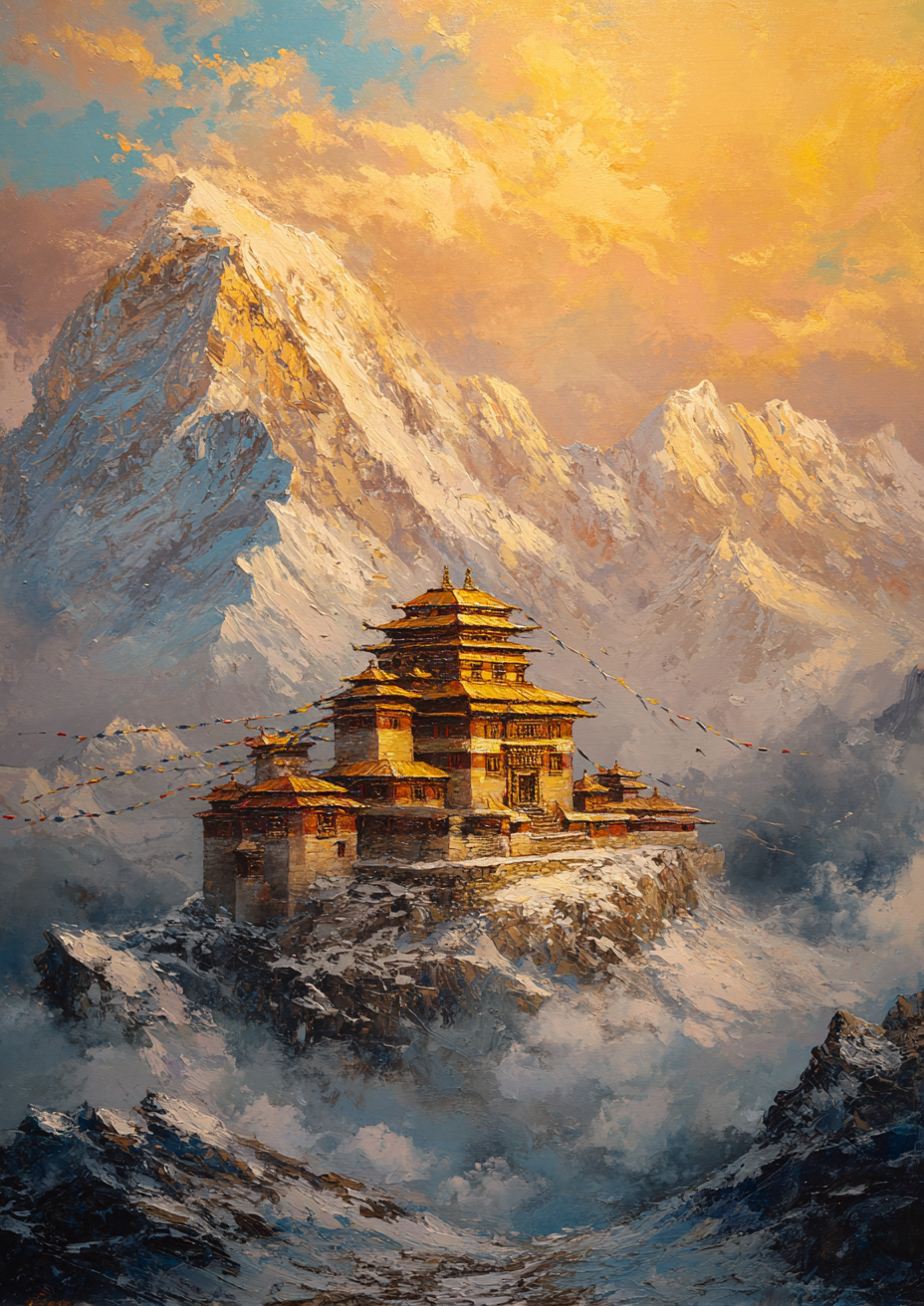 Malen nach Zahlen Goldener Tempel im Schnee