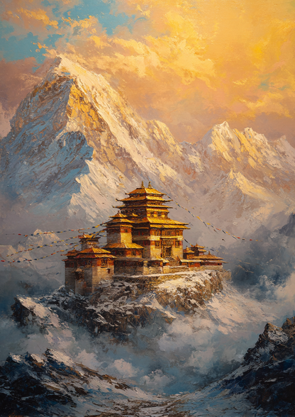 Malen nach Zahlen – Goldener Tempel im Schnee