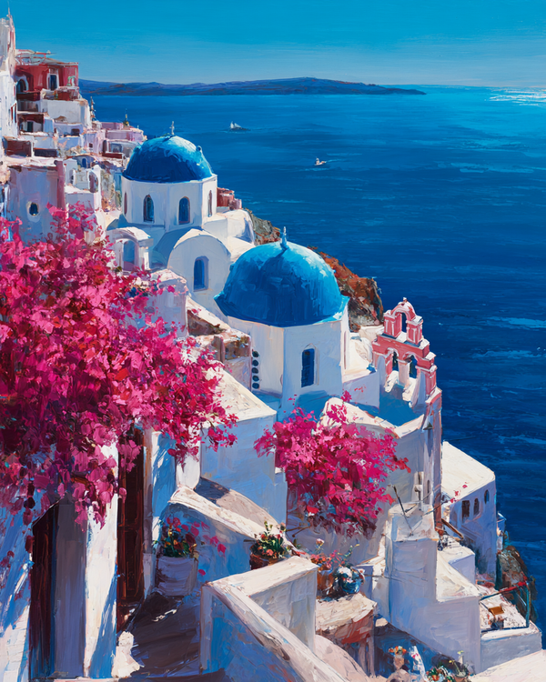 Malen nach Zahlen Santorini in Blau-Weiß