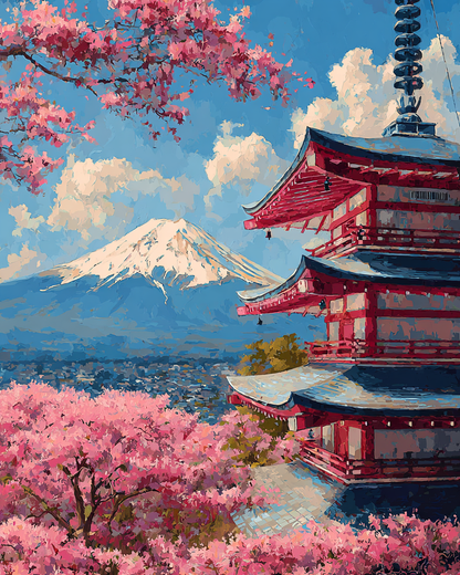 Malen nach Zahlen – Chureito Pagode mit Fuji