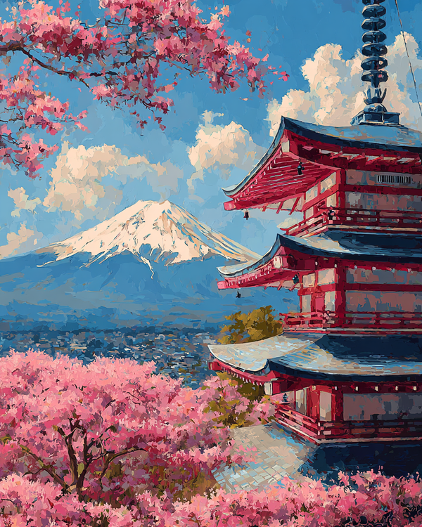 Malen nach Zahlen Chureito-Pagode mit Fuji