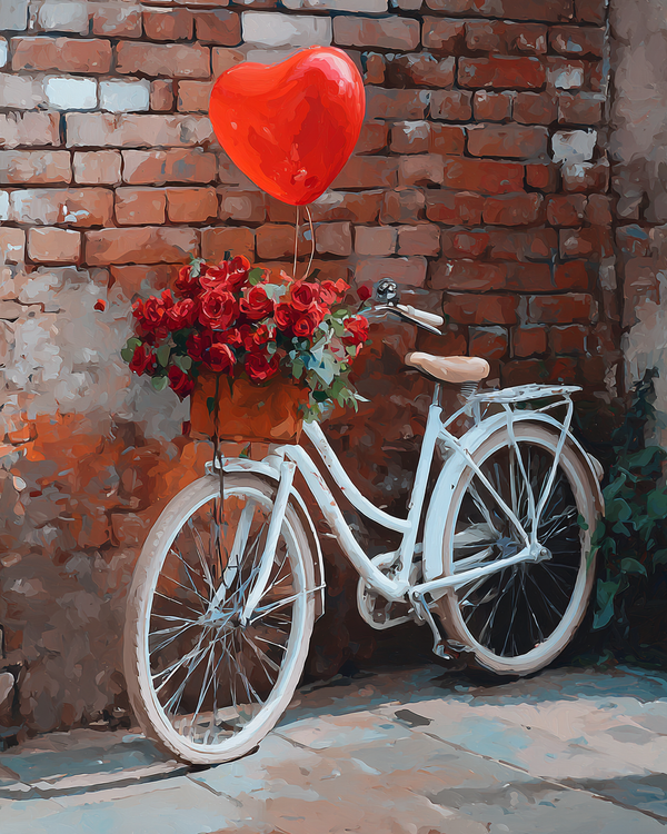 Malen nach Zahlen - Vintage-Fahrrad mit Blumenkorb