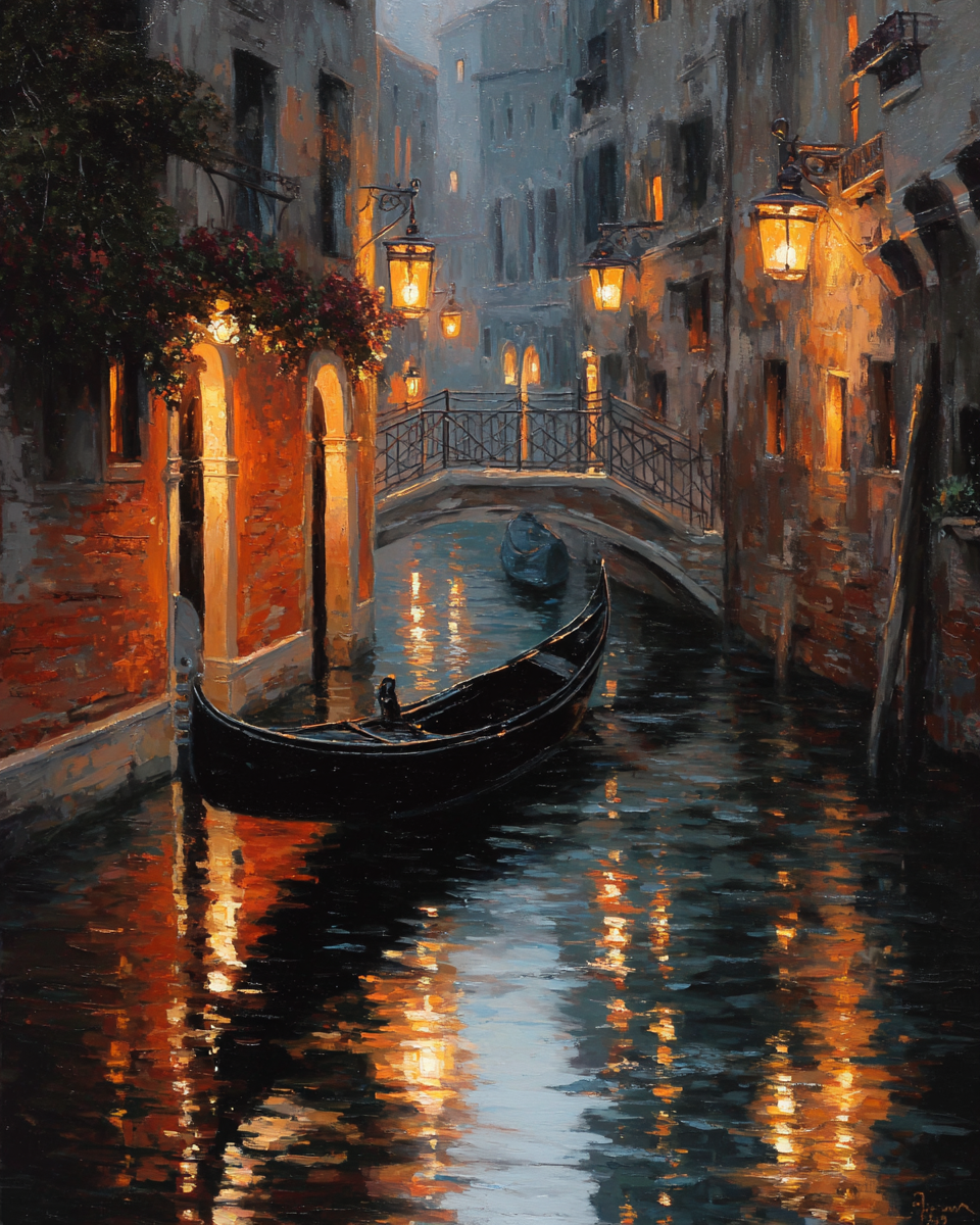Malen nach Zahlen - Venedig bei Nacht